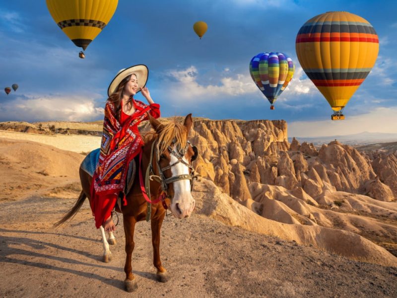 Horse riding through Cappadocia valleys